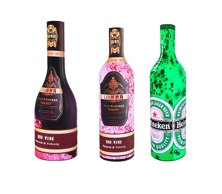 Red wine bottle shaped LED display